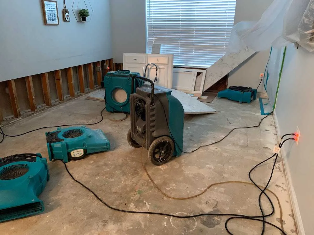 Dehumidifier in flood-cut room for Water Extraction & Removal in Reserve